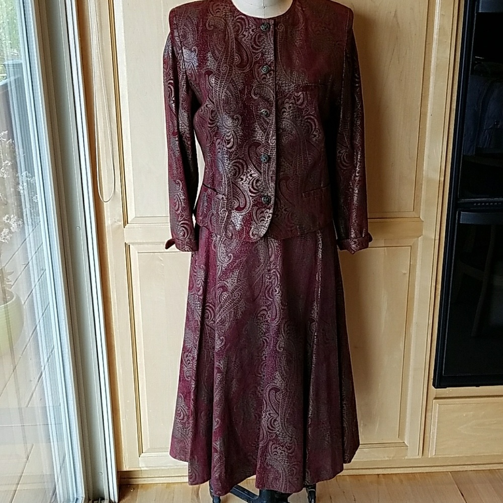Metallic printed suede suit, made in Italy